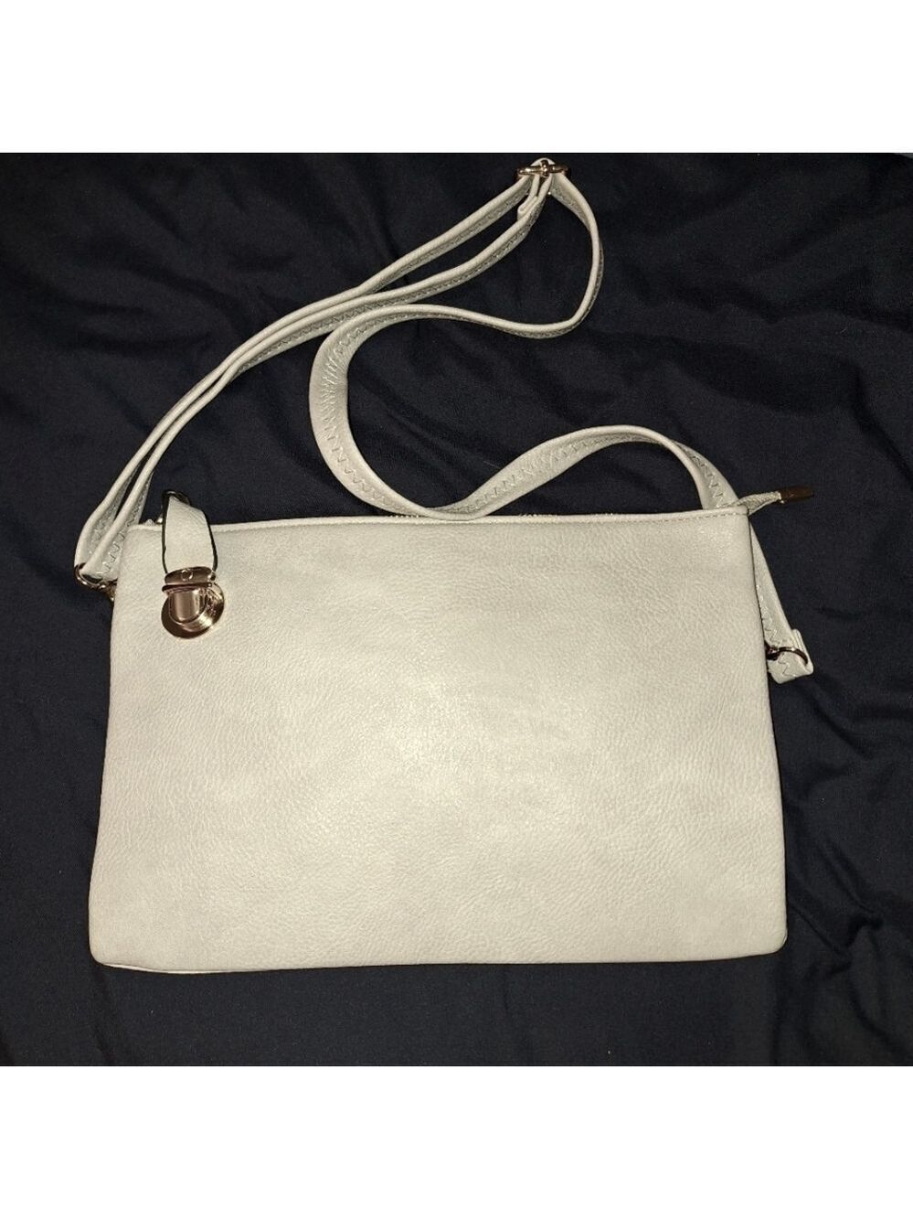 Gray Faux Leather Satchel Bag Purse